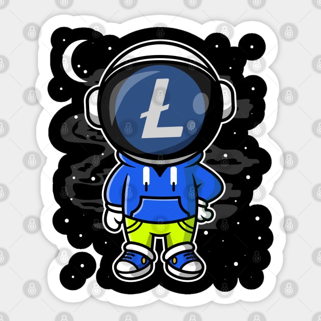 Hiphop Astronaut Litecoin Lite Coin LTC To The Moon Crypto Token Cryptocurrency Wallet Birthday Gift For Men Women Kids Sticker by Thingking About